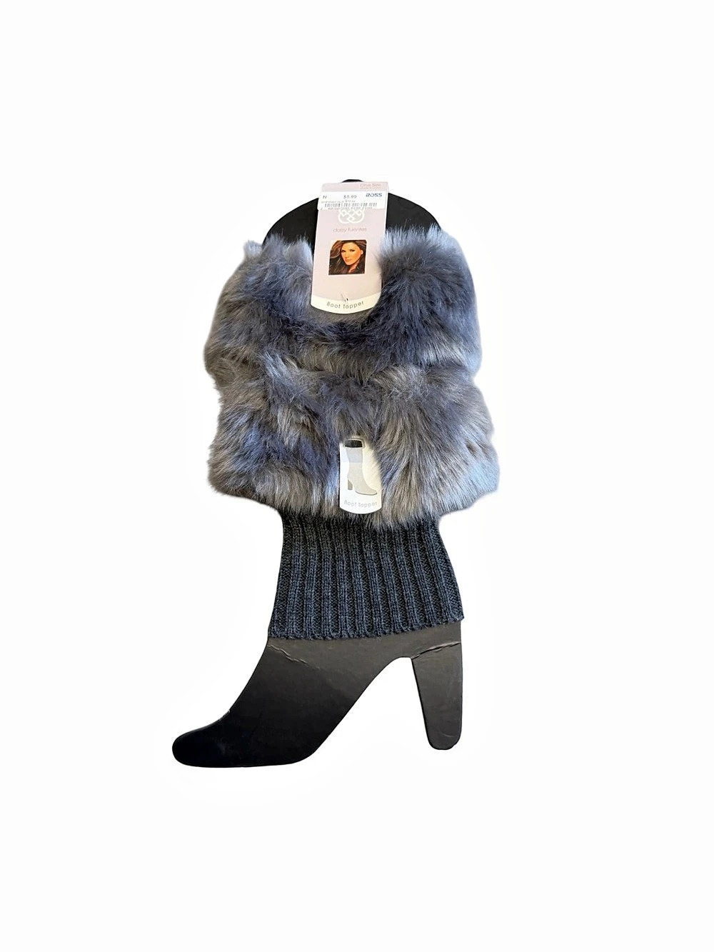 Majesty Brands Faux Fur Boot Topper Gray & Black NWT